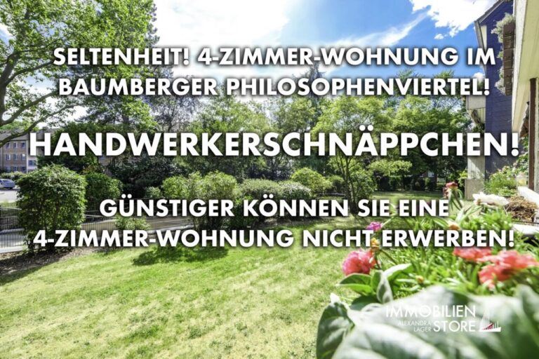 Handwerkerschnäppchen! Seltenheit – 4-Zimmer-Wohnung mit Balkon im Philosophenviertel!